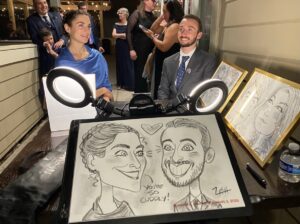 Weddings Reception-Entertainment Caricature Caricatures Caricature-Artist Original-Art Traditional-Caricatures Couples Man Woman Swag Personal-Keepsakes Mementos